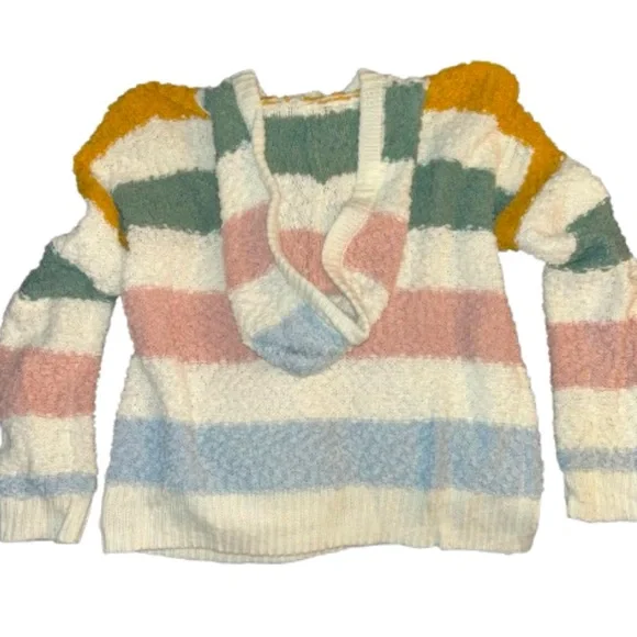 Jolie & Joy Girls Size Large (14) Pullover Hooded Popcorn Striped Sweater - Picture 6 of 8